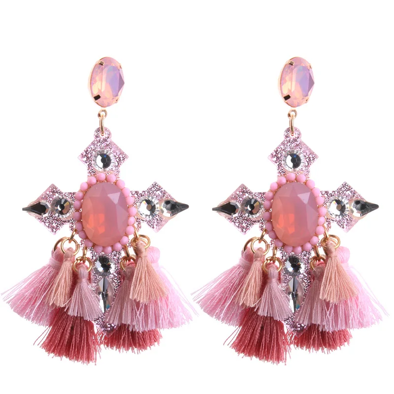 NeeFu WoFu серьги подвески из смолы брендовые большие с кисточками и кристаллами