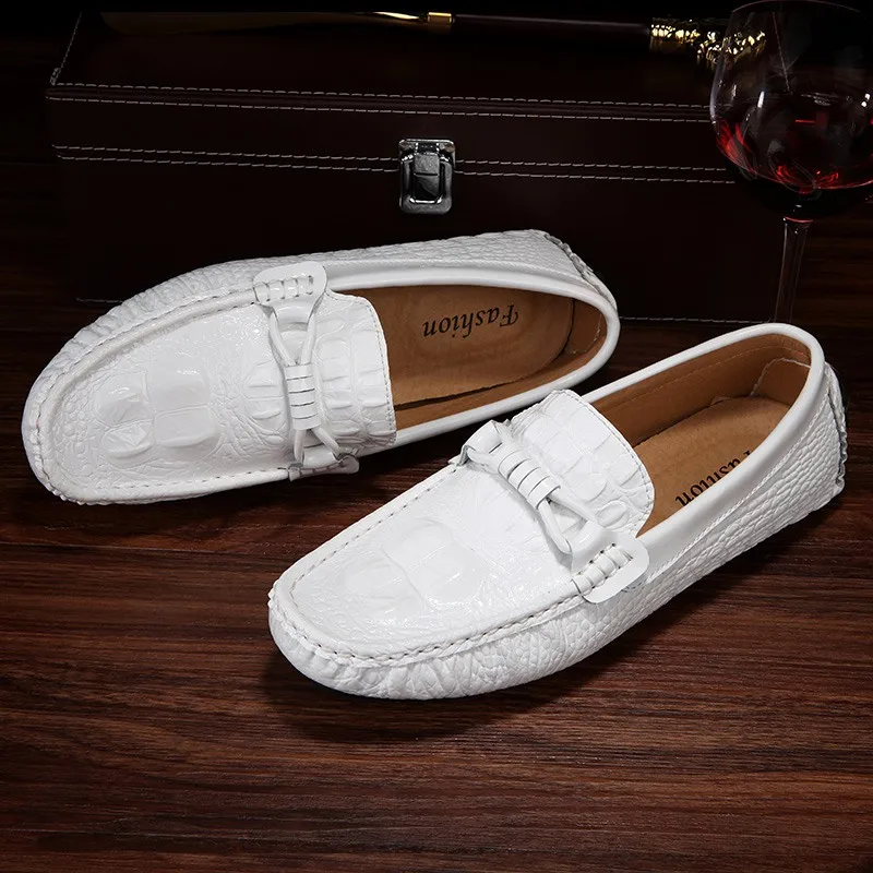 New Shoes Crocodile Pattern Leather Loafers Fashion Luxury Designer Casual for Men Slip on Man Mocassin Mens Flat | Обувь
