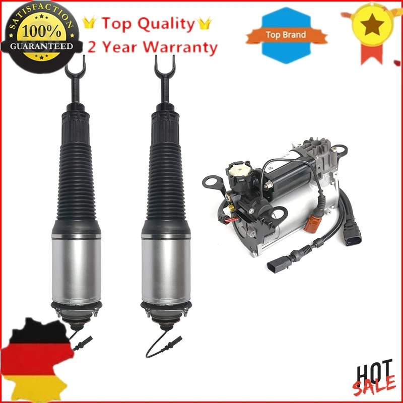 

AP01 New Air Suspension Spring Shock Absorber strut Front Right + Left & Compressor Kit For Audi A8 S8 4E 4H Diesel 10/12