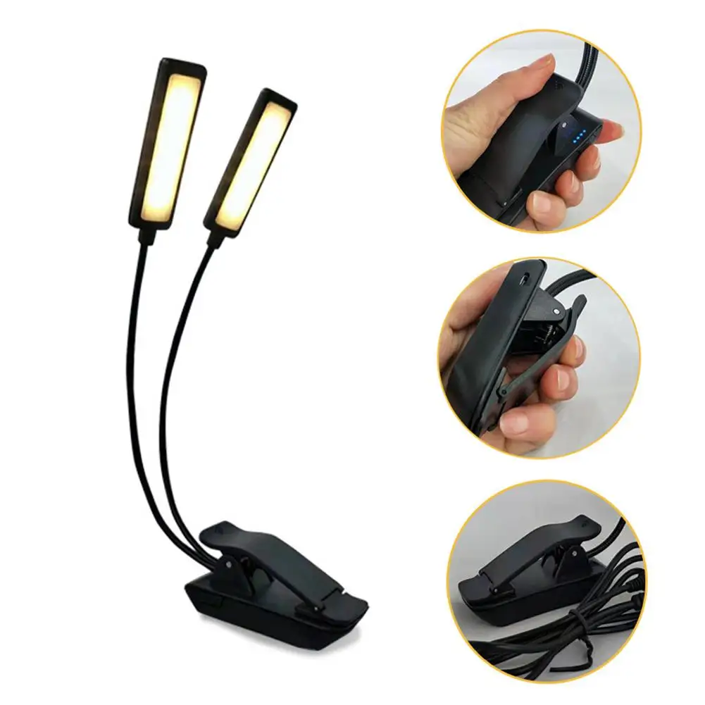 9LED настольная лампа 4,5 в usb зарядка двойной источник света затемнения Клип Настольная лампа пианино музыка свет клип настольные лампы 3000-6000 К