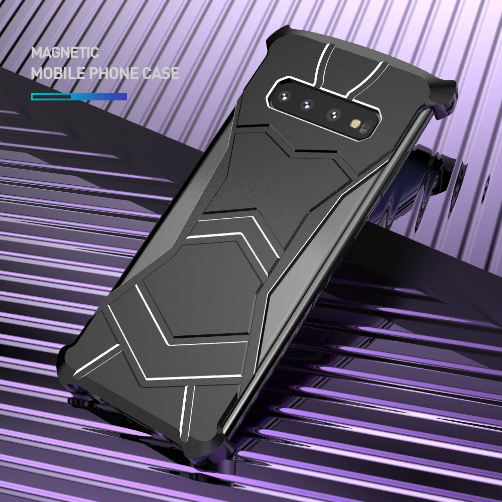 Черный сковорода Алюминий металлический чехол для телефона Galaxy S10 плюс магнитное