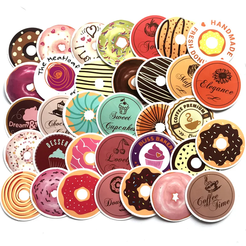 35 шт. Симпатичные наклейки для выпечки пончик каракули красочный торт пекарня