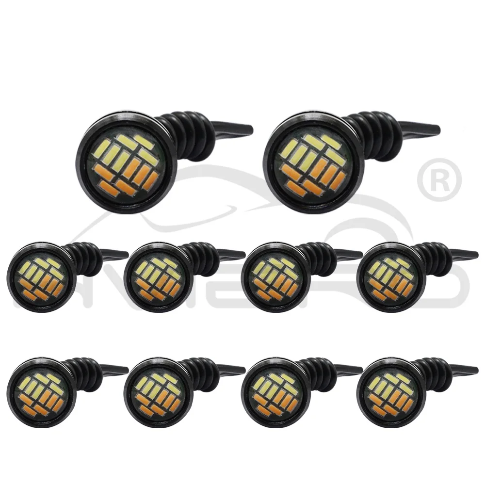 10 шт. белый Янтарный Орлиный глаз светодиодный 4014 12SMD 23 мм дневной ходовой водонепроницаемый светильник Мотор Авто Лампа герметичность пылезащитный