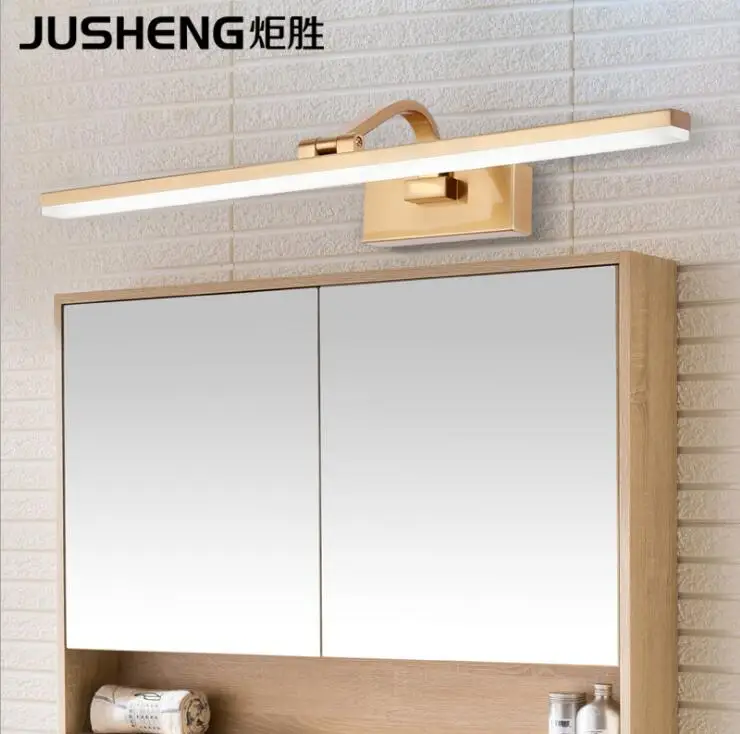 

Simple bathroom led mirror headlights Modern waterproof fog bathroom lamp washroom golden mirror cabinet mirror lights
