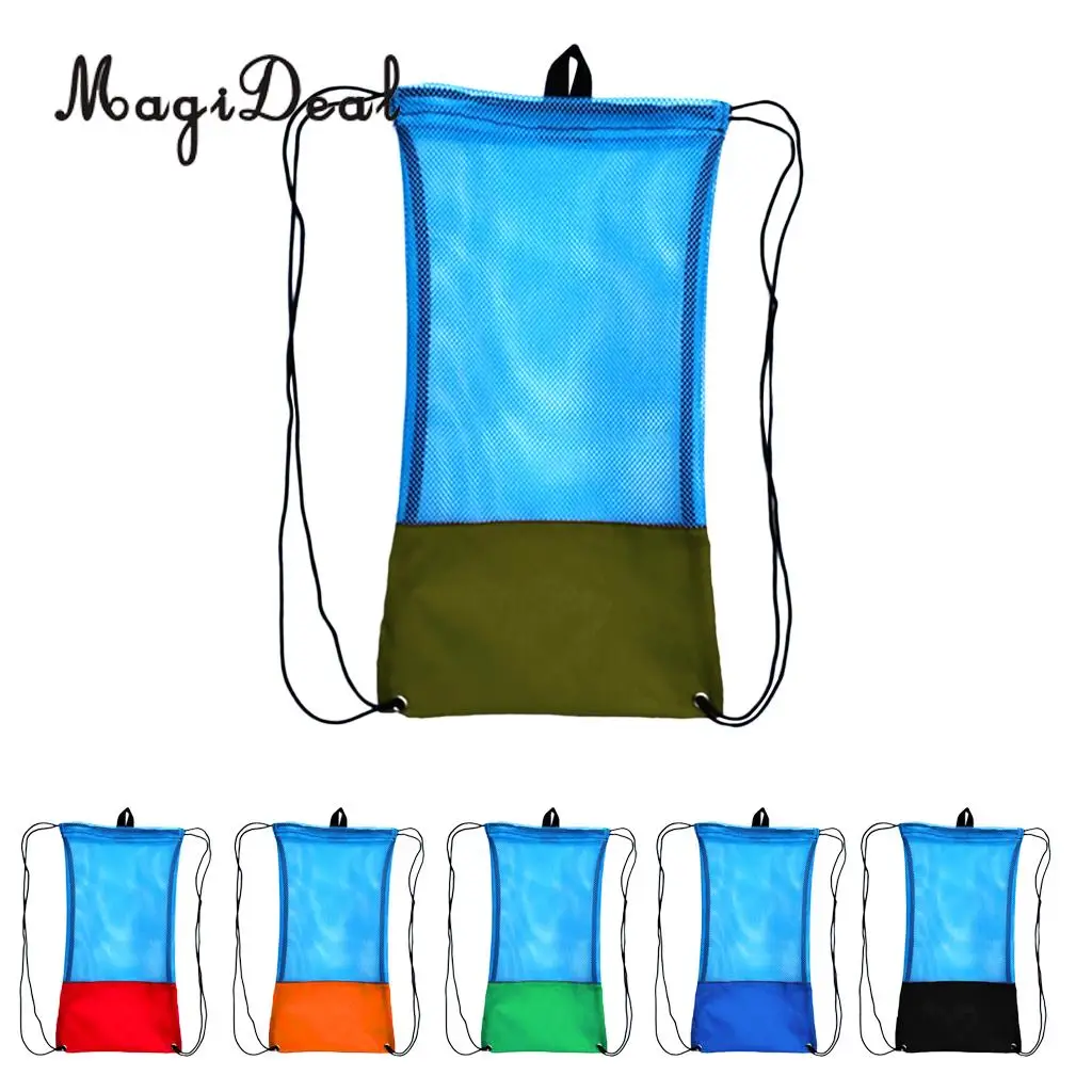 

MagiDeal Drawstring Backpack Mesh Gear Bag With Shoulder Strap for Scuba Diving Swim Fins Goggles Mask Snorkeling Equipment