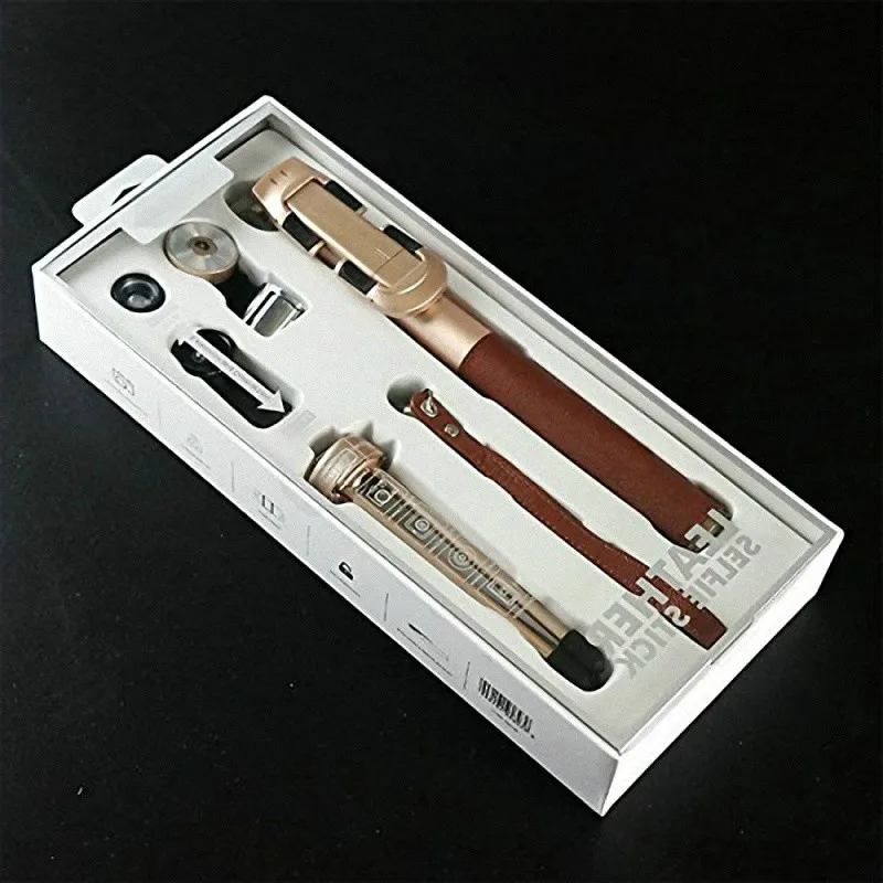 Wrumava роскошный ручной выдвижной селфи палка кожаный складной Bluetooth пульт