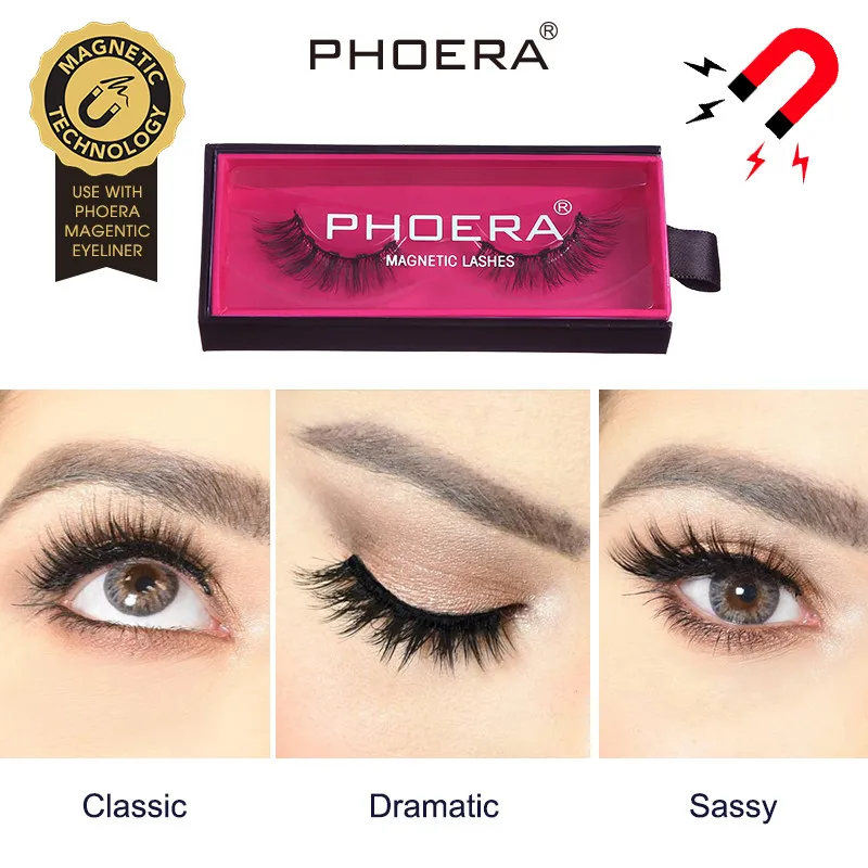 PHOERA Натуральный ультра тонкий Магнитная волокнистая щеточка для ресниц) 3D
