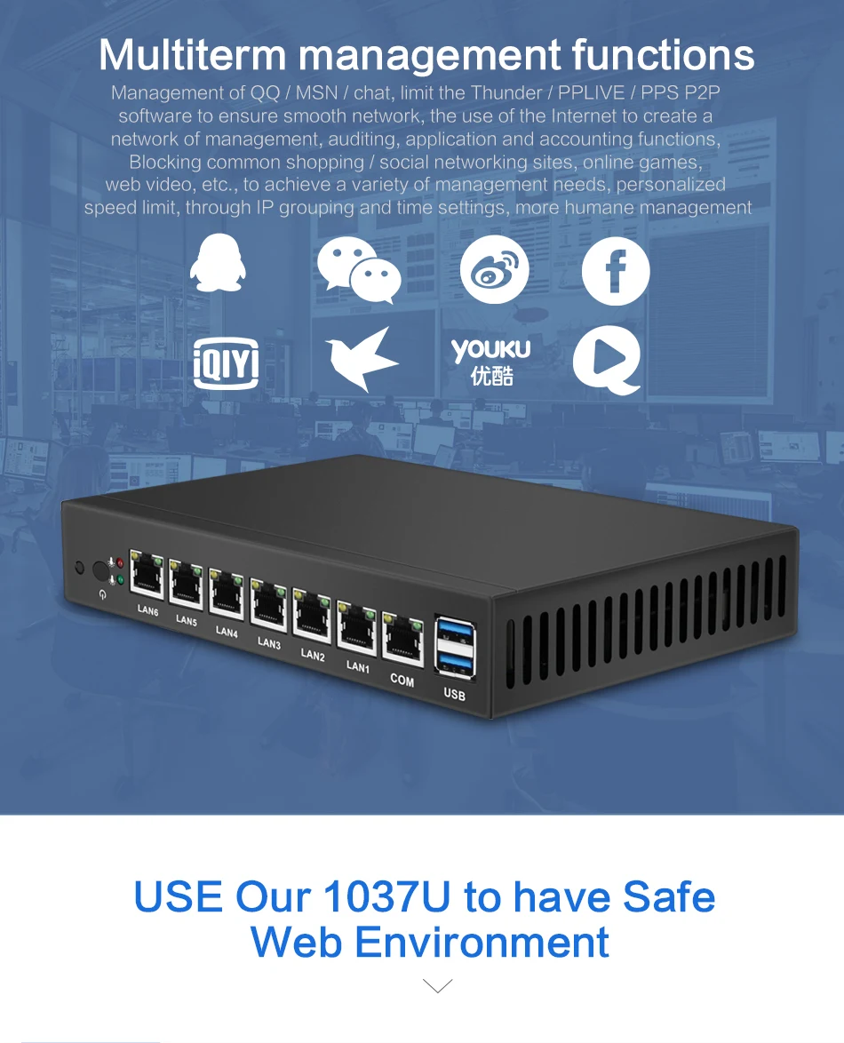 Четырехъядерный процессор Intel Celeron 1037U брандмауэр прибор 6 LAN Intel i211AT Gigabit Ethernet RJ45 VGA 2xusb 3,0 Pfsense фрезерный станок с ЧПУ мини ПК