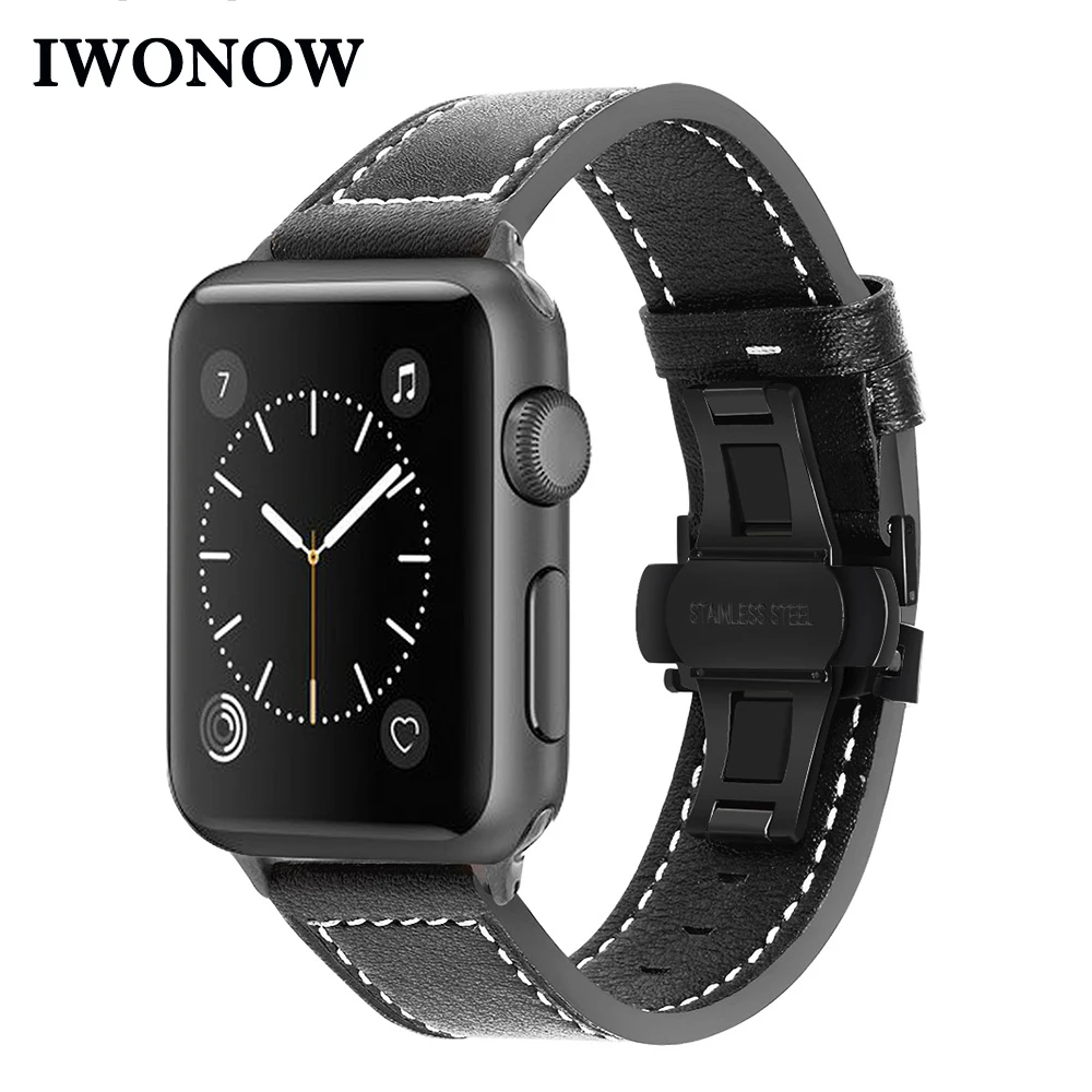 IWonow кожаный ремешок для часов iWatch Apple Watch 38 мм 40 мм 42 мм 44 мм серия 5 4 3 2 1 для мужчин и женщин спортивный ремешок браслет на запястье