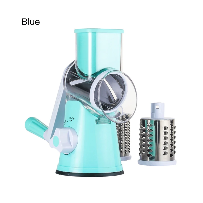 Blue Ручная овощерезка, слайсер, кухонные аксессуары, многофункциональная круглая мандолина, слайсер для картофеля, сыра, кухонные гаджеты - Цвет: Blue