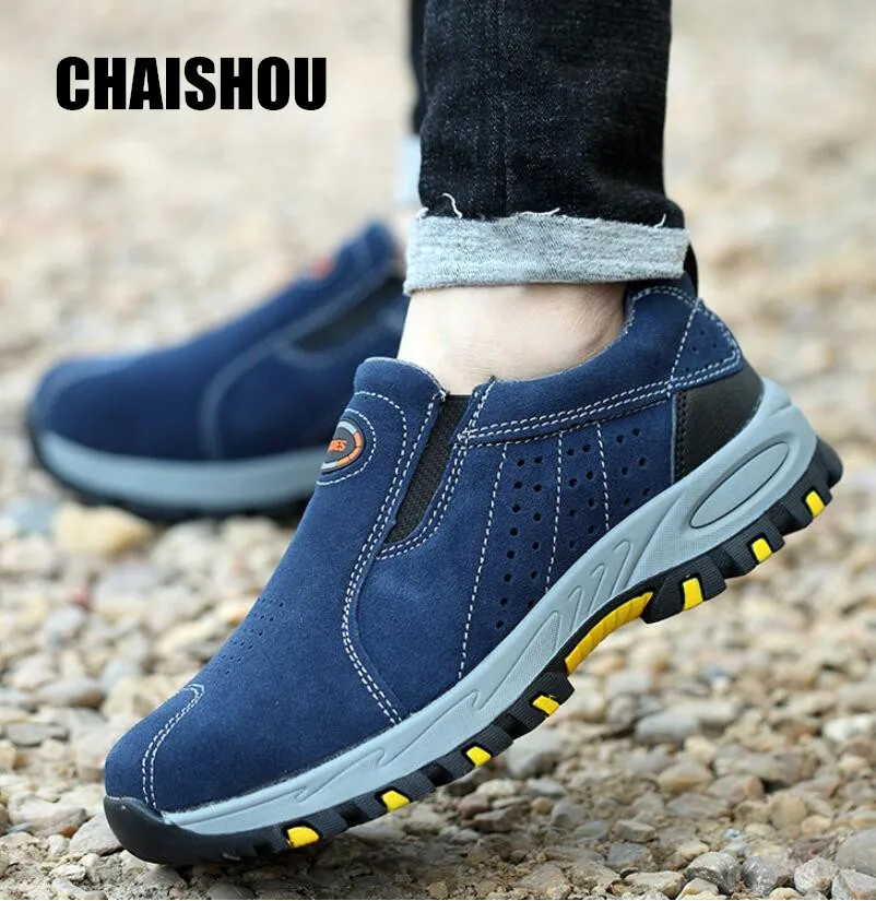 Рабочие ботинки CHAISHOU для мужчин и женщин замшевые защитные из бычьей замши с