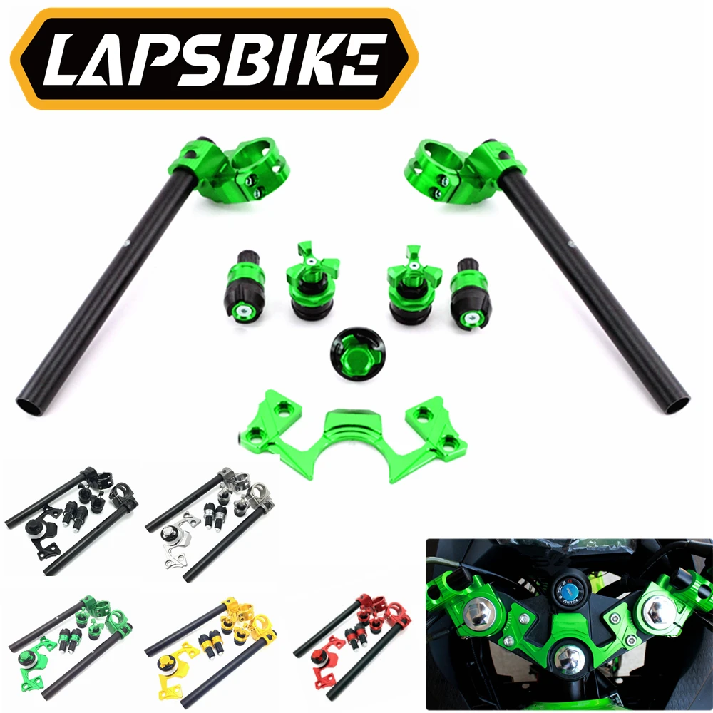 

Adjustable Handlebars Clip On Bar Ends Fork Adjusters Yoke Nut Guard Pad Set For Kawasaki Ninja 250 300 2013 2014 2015 2016