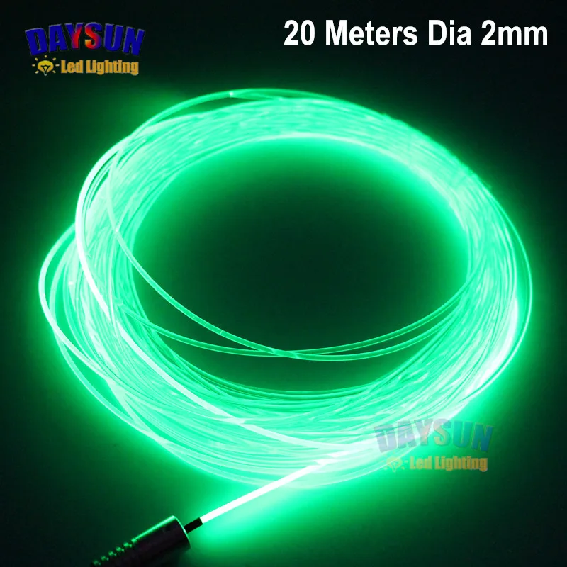 PMMA Side Glow Optic Fiber Cable 20 Meters Free Ship Car Atmosphere Light Universal Dia 2.0mm DIY EL Wire Replacement |