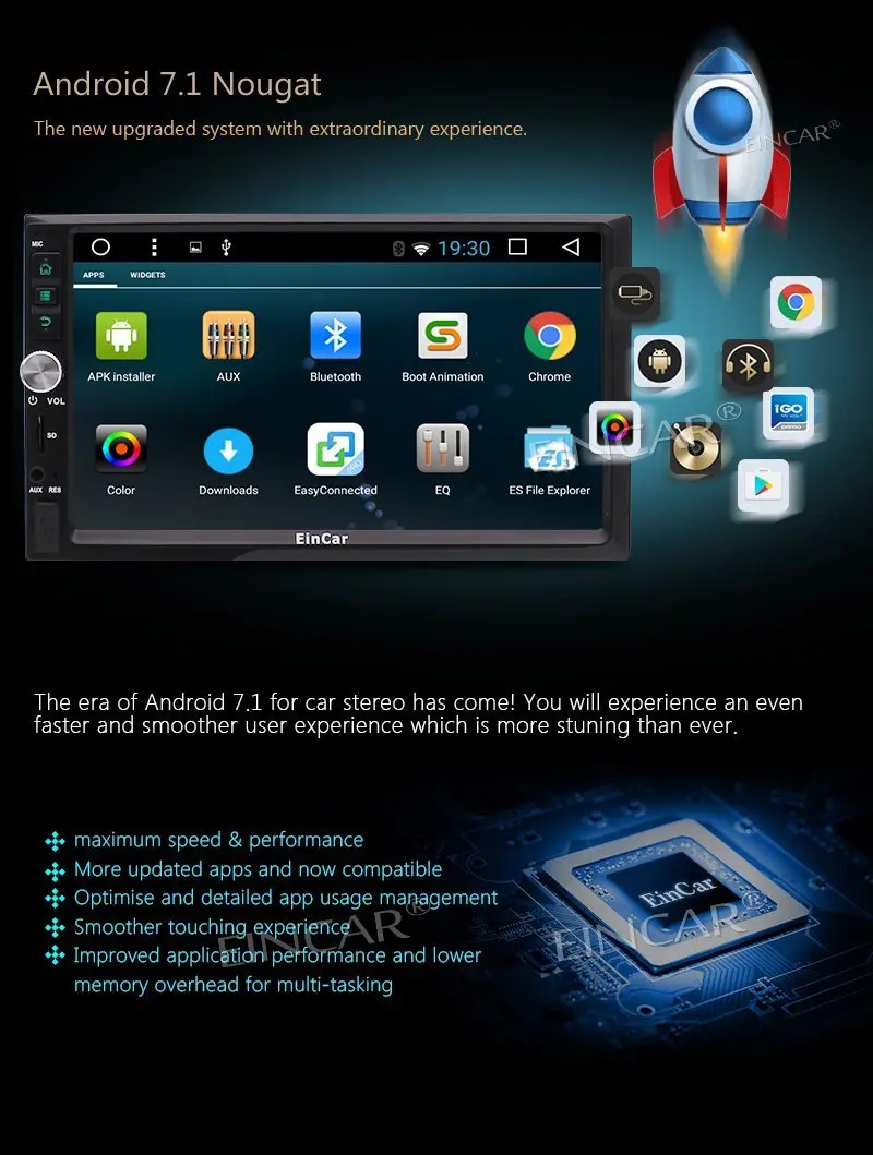 Eincar резервная камера + четырехъядерный 7 &quotAndroid 1 автомобильный стерео радио без