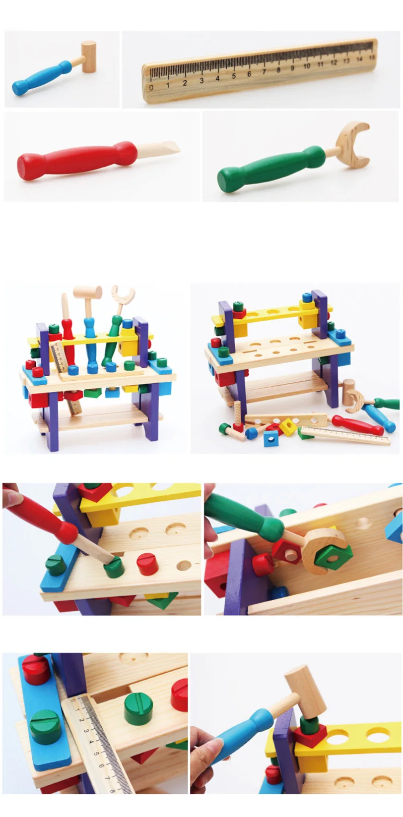 Монтессори Детские ролевые игрушки Детские деревянные игрушки развивающий Деревянный инструмент проект верстак многофункциональная гайка комбинированная игрушка
