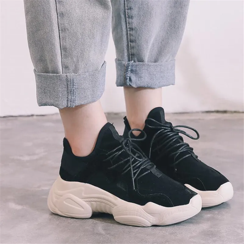 Новинка года; женские кроссовки на платформе; zapatillas mujer; черные кроссовки; begine basket femme; женские кроссовки - Цвет: Черный