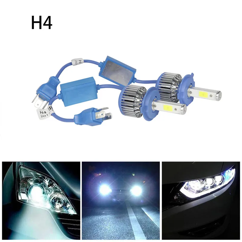 2pcs LED H4 Lamp Car Lights COB Headlight Bulbs 12V 72W 8000LM 6000K Auto High Low Beam Bulb Automobile Headlamp For All Cars | Автомобили