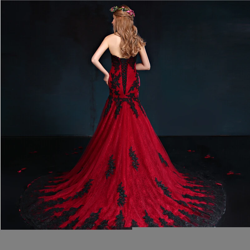 Robe de Soiree Красное и черное вечернее платье для выпускного вечера длинные