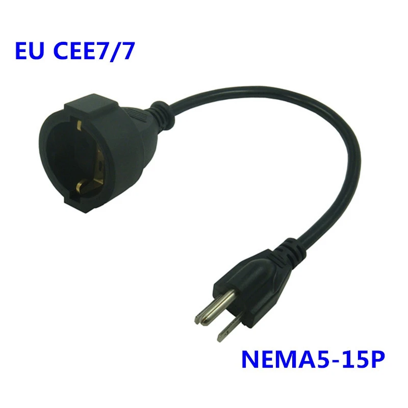 

0.2M NEMA 5-15P 3 Pin Plug To EU CEE7 PDU UPS Socket SCHUKO Short Cord Digital Portable Conversion Power Cable 20cm CEE7/7