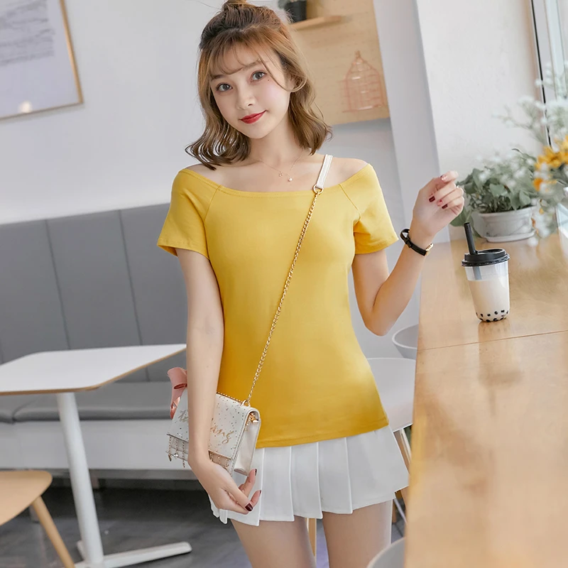 Женская облегающая футболка с коротким рукавом и воротником-стойкой - купить по