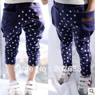 Best Selling!!Baby Girls Polka Dot Cotton Harem Pants Children Feet Trousers+Free Shipping|pants beach|pants loungetrousers for long legs |