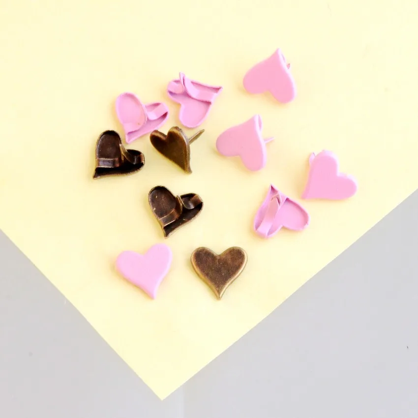 Бесплатная доставка 50 шт. смешанные пастельные сердца Brads для скрапбукинга