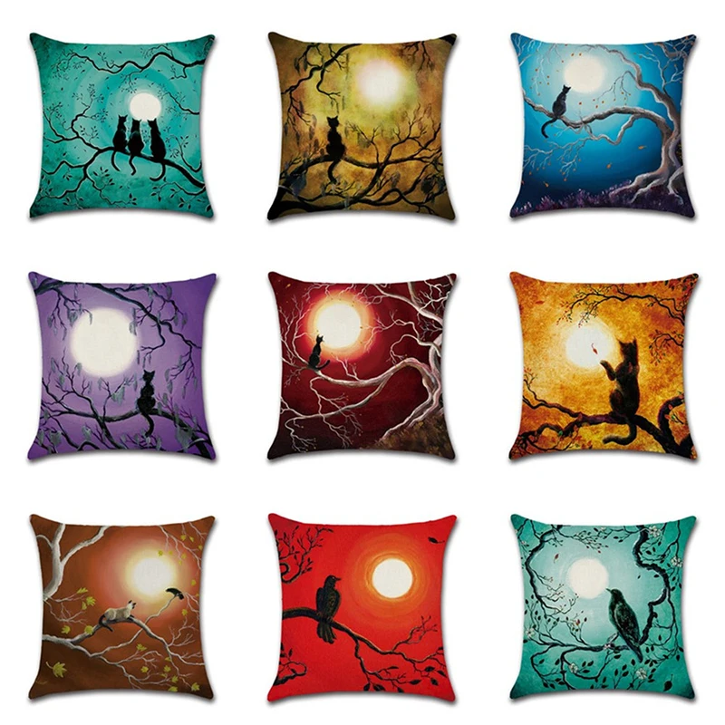 2 шт./компл. Новый Хэллоуин кошка подушка в виде Луны Крышка для фестиваль подарок