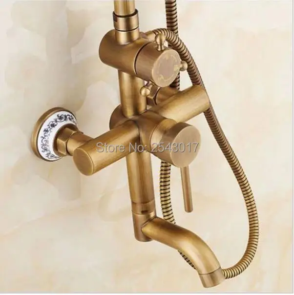 Бесплатная доставка античный медный душевой набор для ванной комнаты смеситель