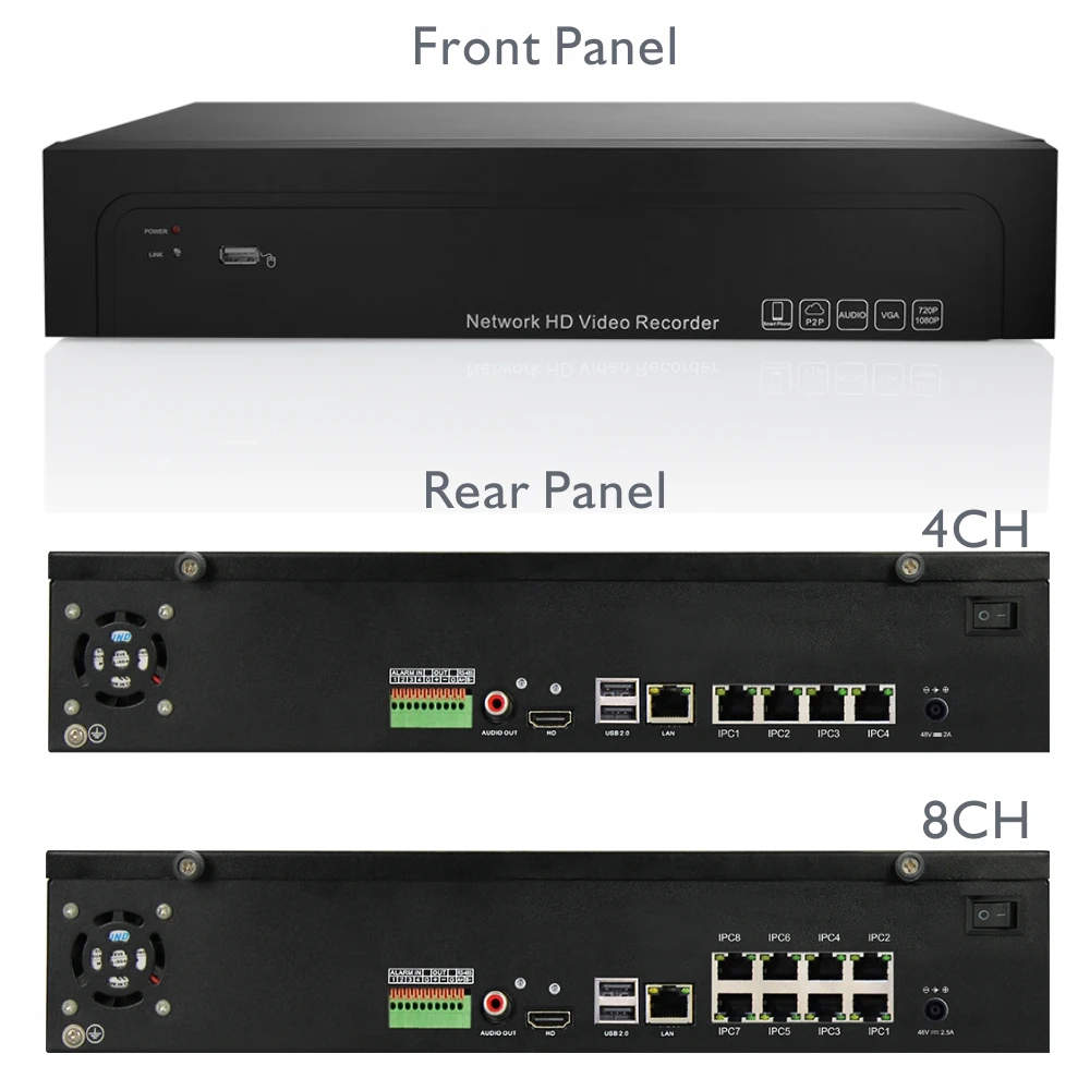 Antstek 4ch 8ch H.265 4 К (8MP) ONVIF PoE NVR Поддержка 2x6 ТБ SATA HDD с aeeye P2P смартфон приложение HDMI