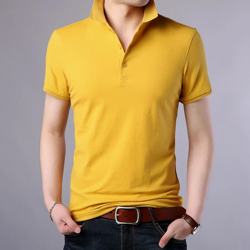 Мужская деловая Повседневная рубашка поло из чистого хлопка с коротким рукавом |