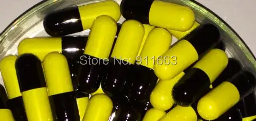 Black Yellow 0#200 шт! Все виды цветных пустых желатиновых капсул(Соединенные или отдельные Капсулы доступны - Цвет: Black Yellow