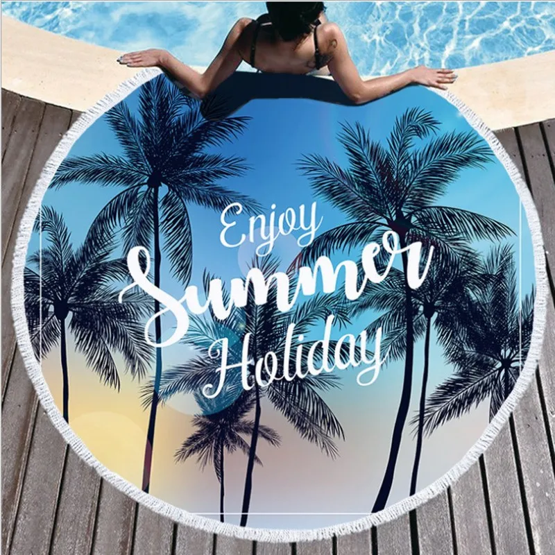 

Round Beach Towel Tassel Bohemian Flamingo Large Blanket Picnic Yoga Mat travel Boho Tablecloth toalla de playa