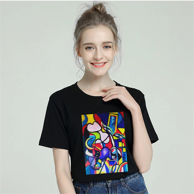 2019 Пикассо Женская Хлопковая женская хлопчатобумажная рубашка Harajuku