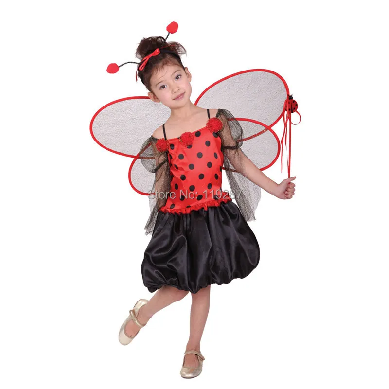 Бесплатная доставка! Костюм феи божьей коровки для Хэллоуина детские костюмы
