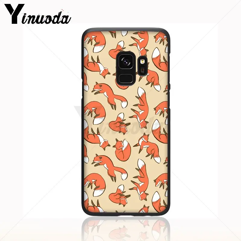 Yinuoda catoon милые лисы черный мягкий силиконовый чехол телефона для samsung Galaxy s9 s8plus