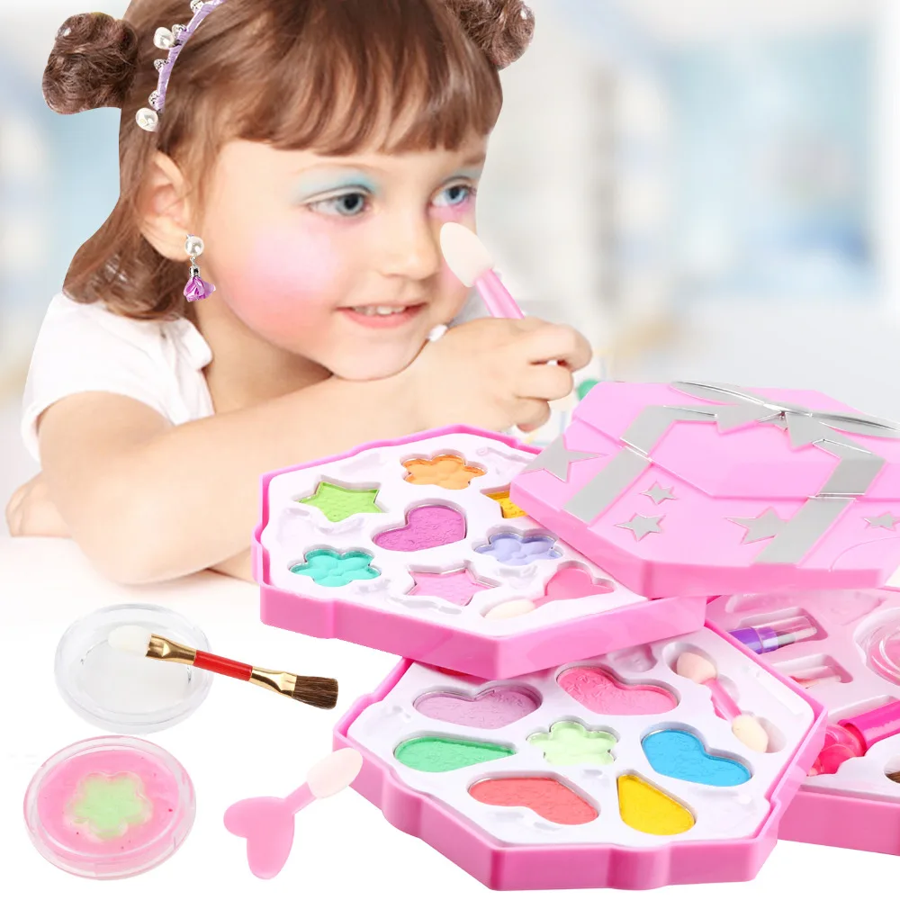 Игрушка для макияжа девочек складная косметическая палитра принцессы с тенями
