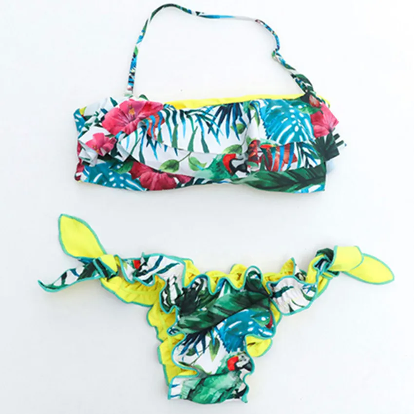 2017 женский купальник с оборками пляжная одежда сексуальный пуш-ап бандо бикини