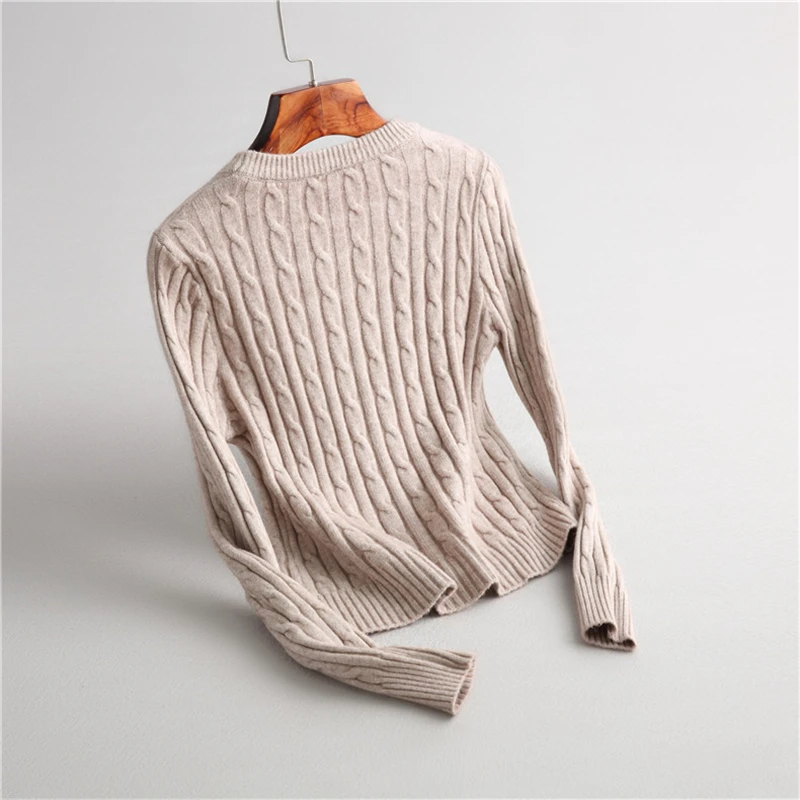 Fincati Women Sweater 2018 Spring Vintage Classic Twist Knit Solid Colors Long Sleeves Casual Tops Winter Warm Knitted Pullover | Женская