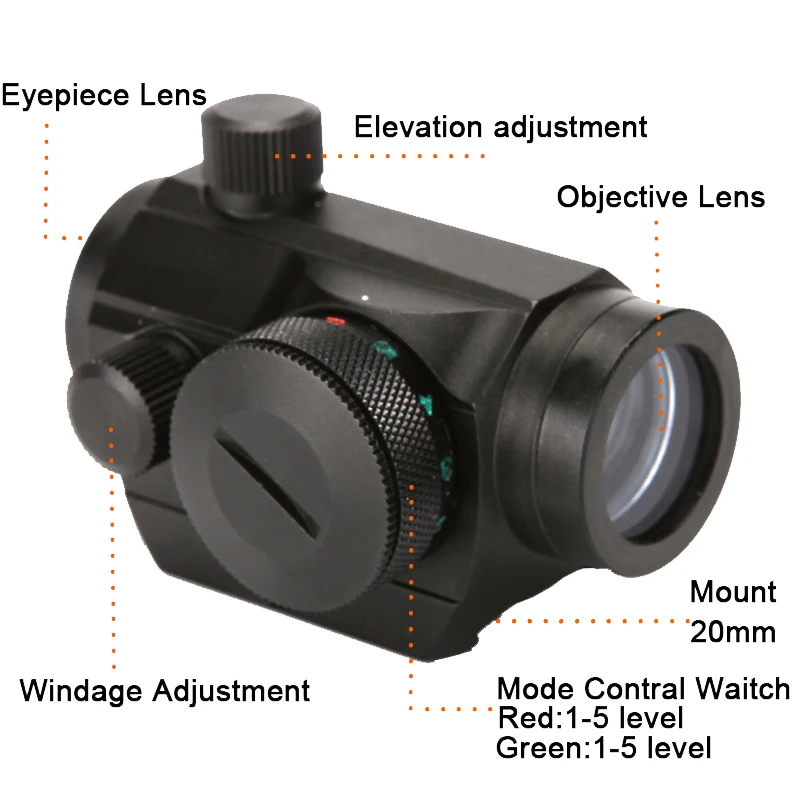 Голографический красный зеленый Micro Dot Rifle Scope Riflescope Black Sight Rail Mount 20 мм черный для