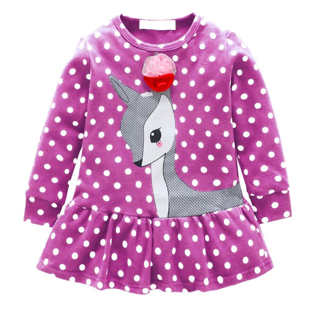 Платье в горошек для девочек детская одежда маленьких весеннее платье-рубашка с