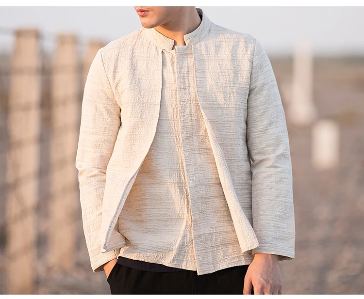 Sinicism Store, Мужская одежда, хлопок, лен, повседневные черные рубашки, мужские рубашки с длинным рукавом, китайская фальшивая ветровка из двух частей