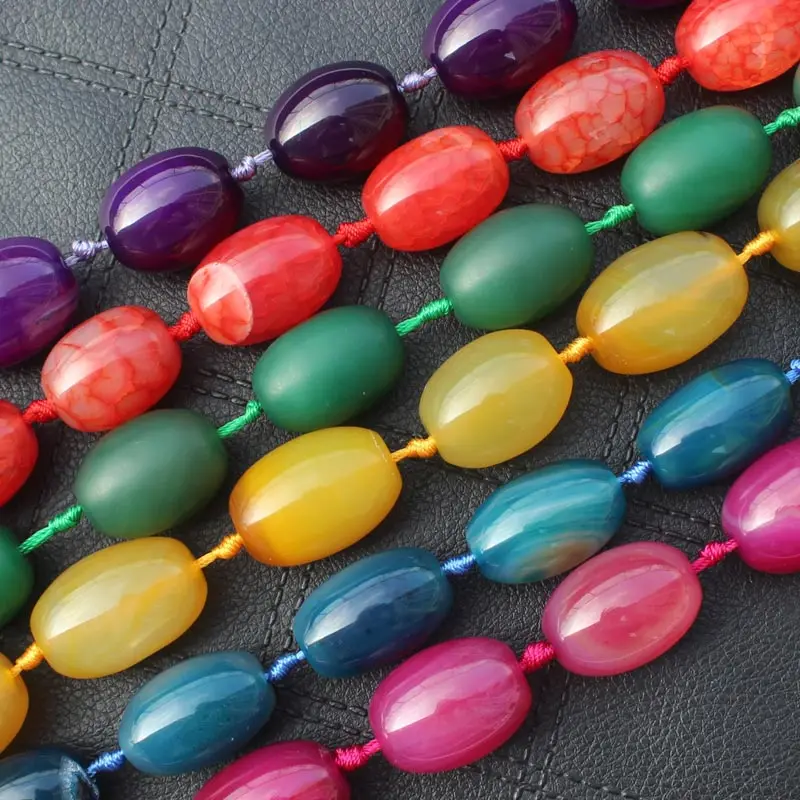 

10pcs , 17-30mm , Multi-Color Agates Oval Beads , Large Variety of Patterns , Jewelry Making Beads