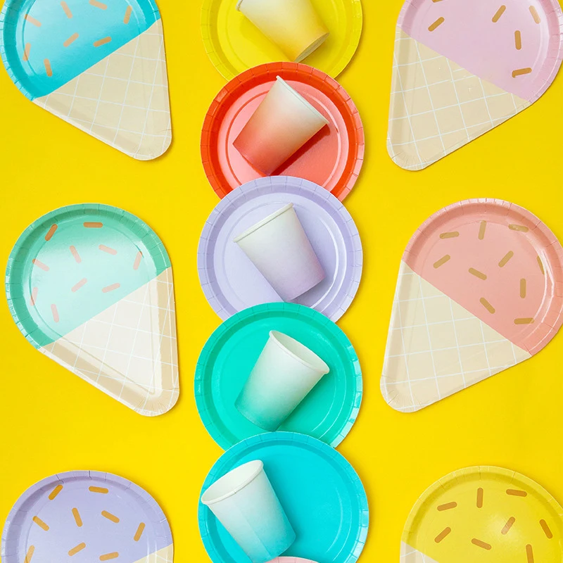 Одноразовая тарелка в форме мороженого 8 шт./лот|Одноразовая посуда для