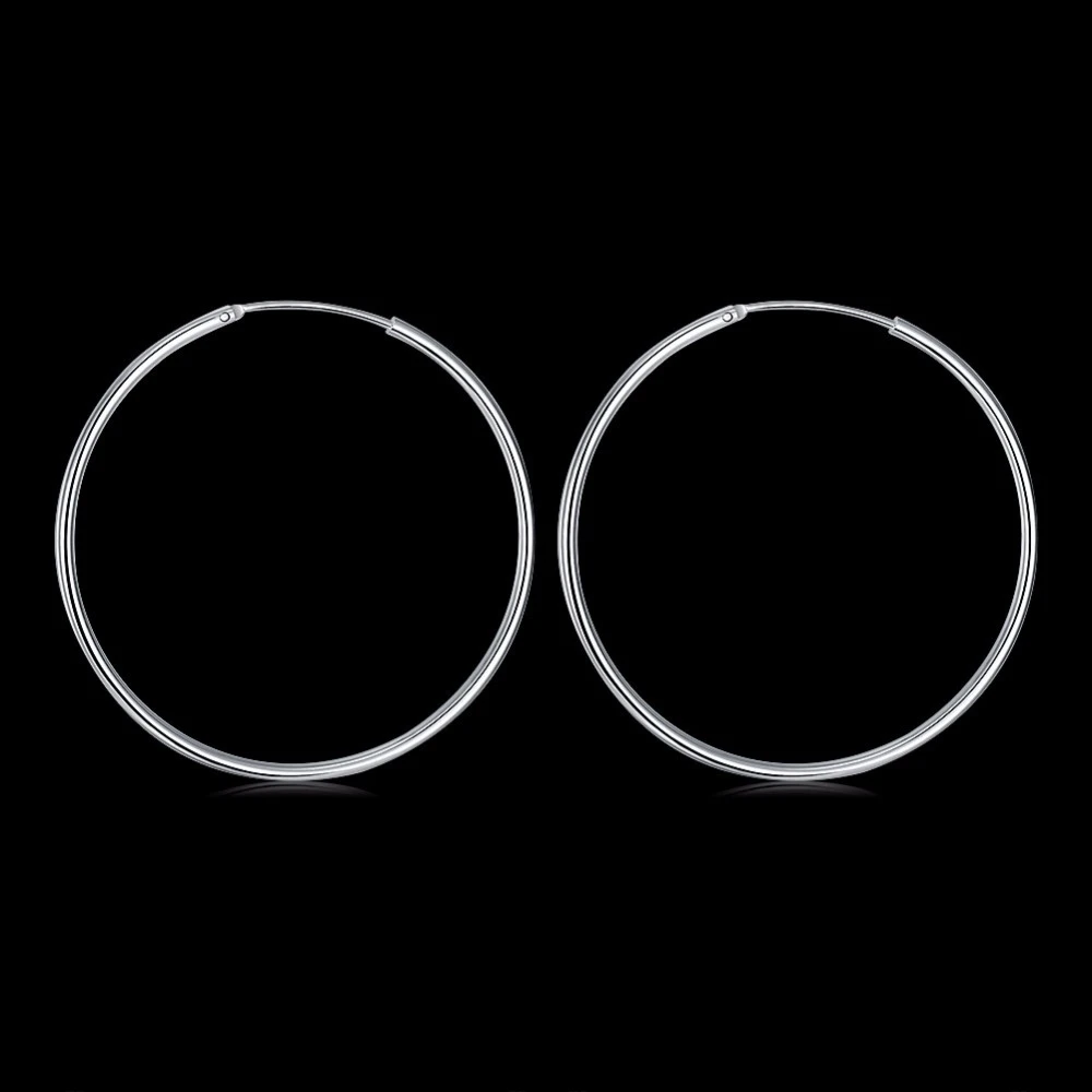 Женские серьги-кольца из стерлингового серебра 100% пробы круглые простые