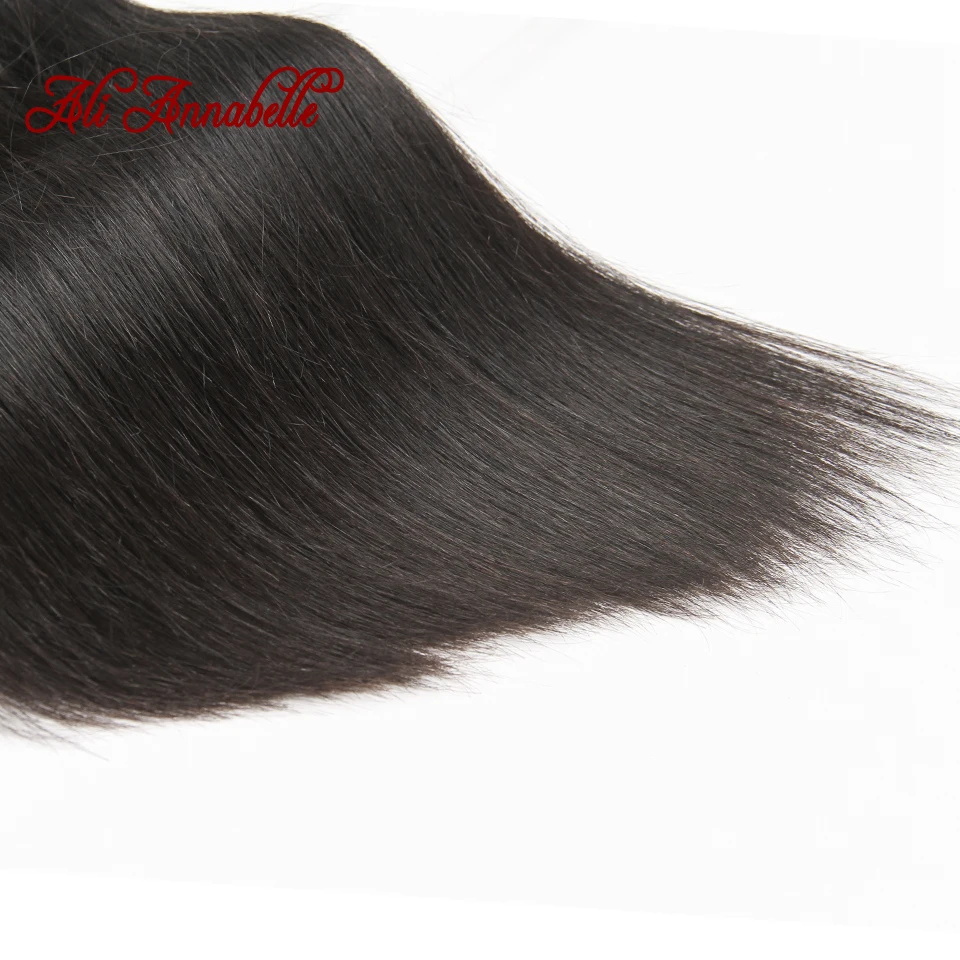 Ali Annabelle волосы перуанские прямые пучки с закрытием натуральный цвет 100% Remy - Фото №1