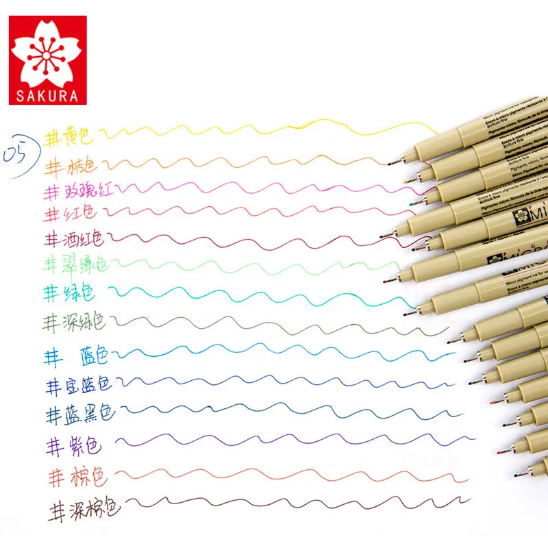Sakura Pigma Micron тонкая грань ручка комплект для детей 3, 4, 9 разных Цвета профессиональный художественный маркер для манги Comic Pro Кисть для подводки ручка Набор для рисования
