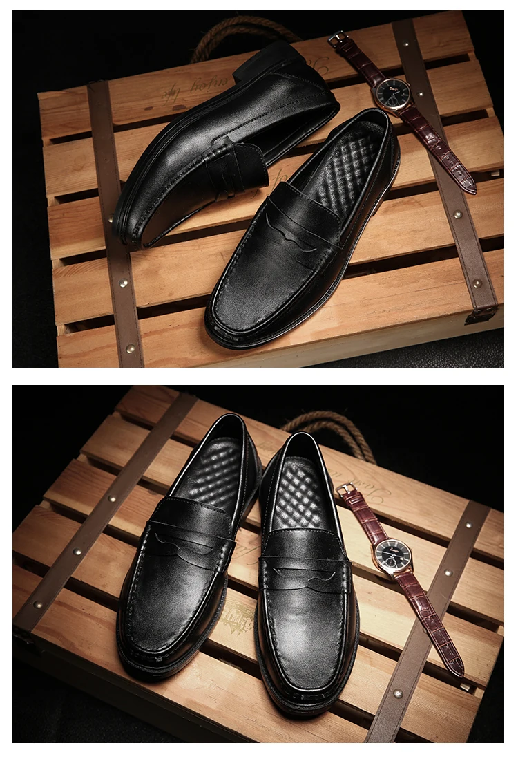 Men Formal Shoes Genuine Leather Loafers Soft Mocassin Homme Chaussure High Quality Dress Driving Boat Flats Shoes Gommino