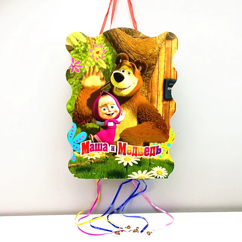 Pinata-1pcs 1 шт., сумка на шнурке с изображением Маши и медведя для девочек, дорожная посылка для хранения, школьные рюкзаки с героями мультфильмов, детские подарки на день рождения - Цвет: Pinata-1pcs