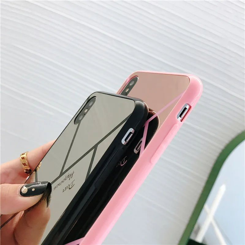 Симпатичное Яблоко iphone 7 8 plus чехол Желе покрытие зеркало макияж 6s x xr xs max Чехлы tpu +
