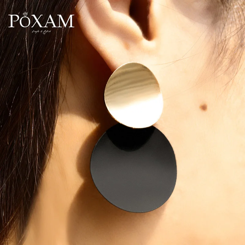 Корейские массивные черные металлические висячие серьги 2019 для женщин модные